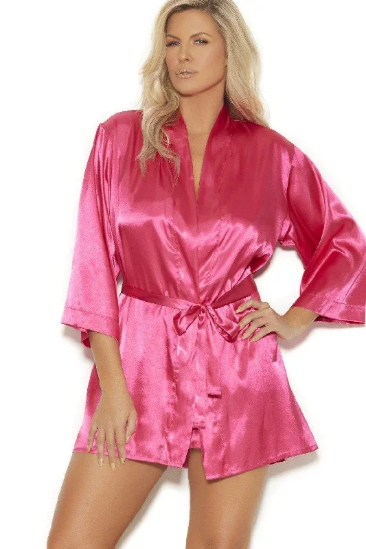 Plus Size Charmuse Belted Kimono Robe