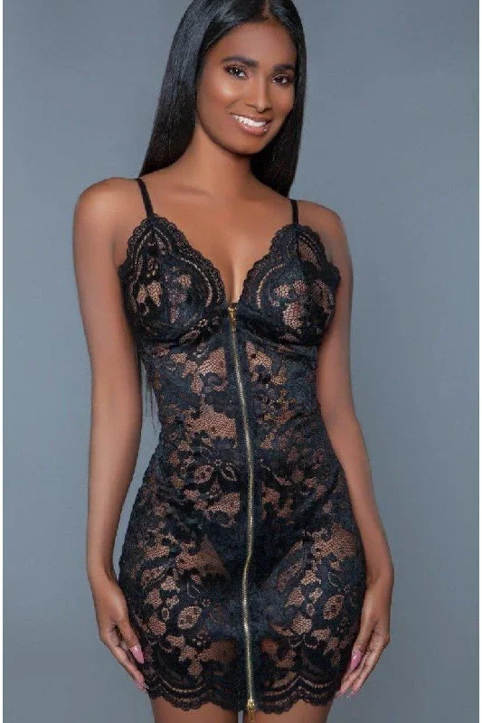 Zip Front Lace Chemise