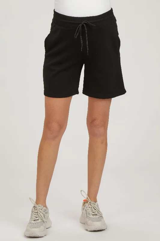 black-drawstring-maternity-shorts