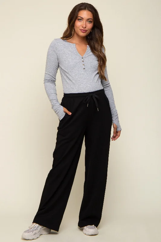 Black Wide Leg Maternity Joggers