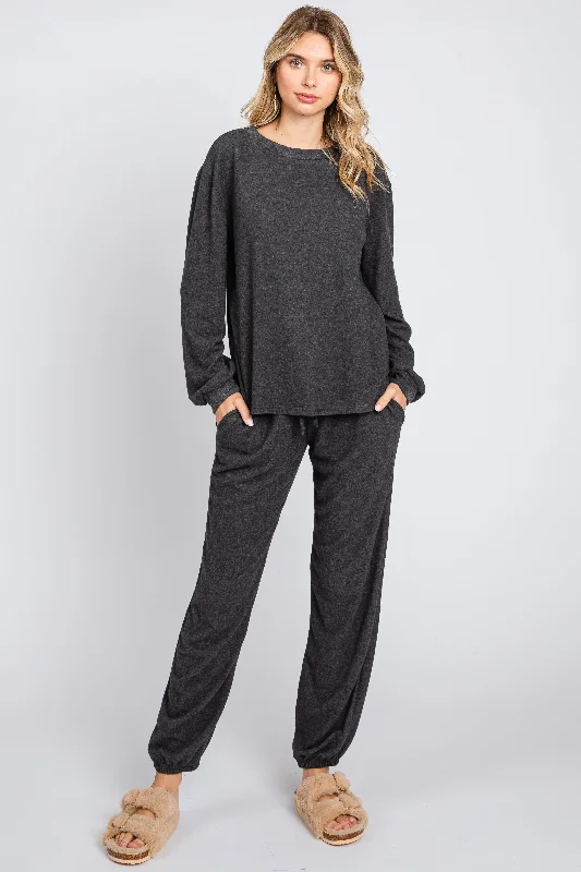 charcoal-soft-knit-brushed-long-sleeve-maternity-lounge-set