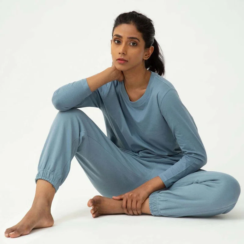 Organic Cotton Loungewear Set | Full Sleeves | Blue