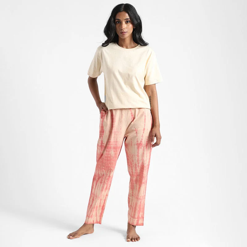 Organic Cotton Pants for Women | Slim Fit | Tie-Dye | Sun Orange