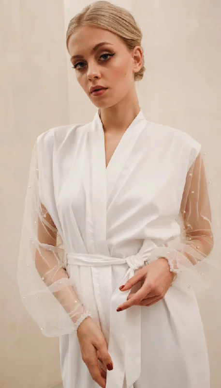 Pearl Sleeve Bridal Robe - Short