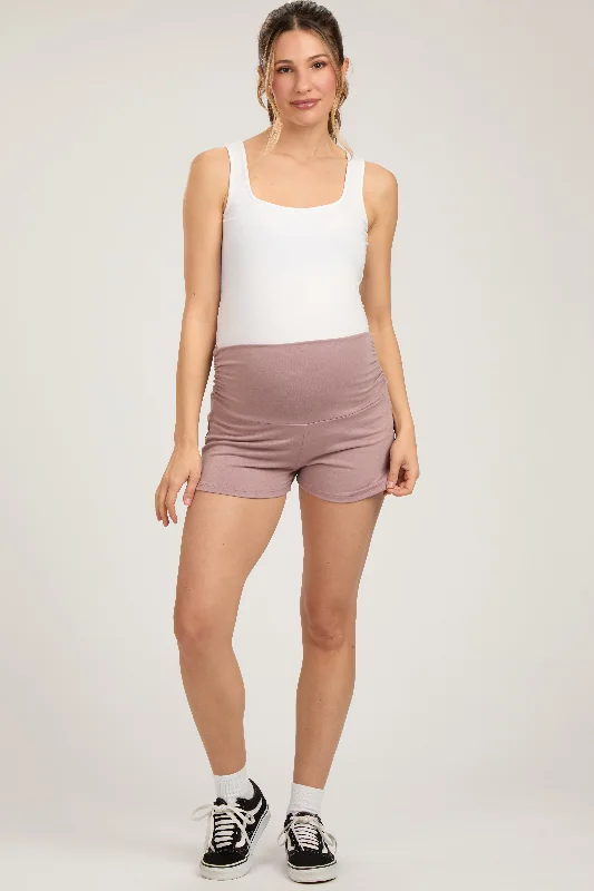 pink-ruched-side-maternity-lounge-shorts