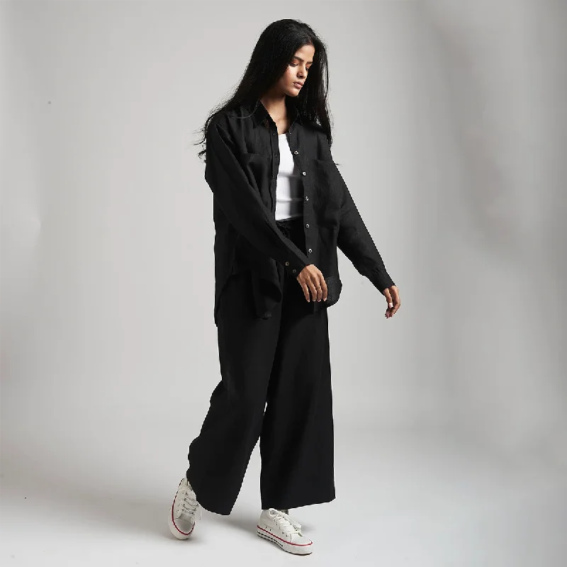 Linen Pyjama Pants For Women | Black