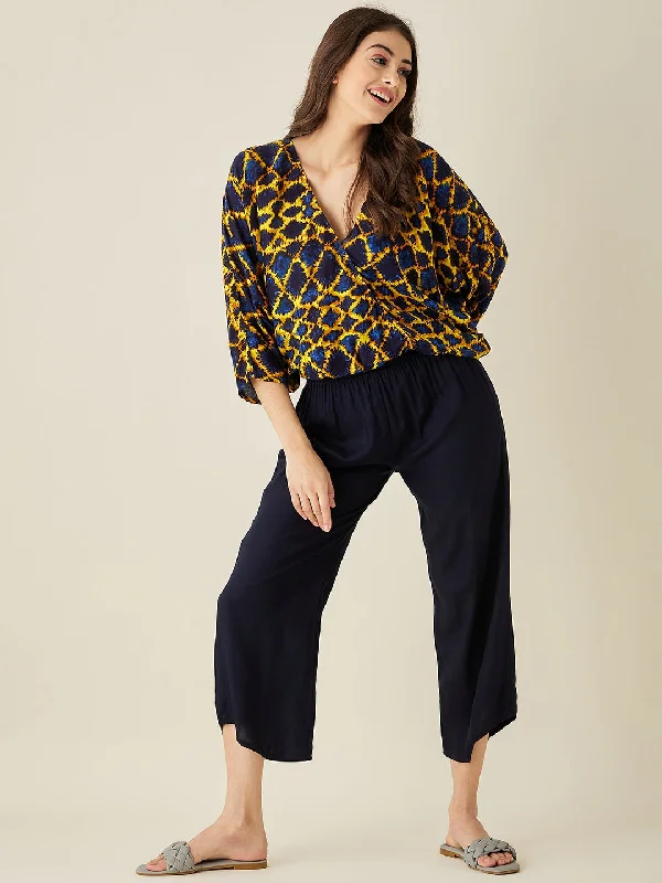 Yellow And Blue Printed Lounge Set - The Kaftan Company