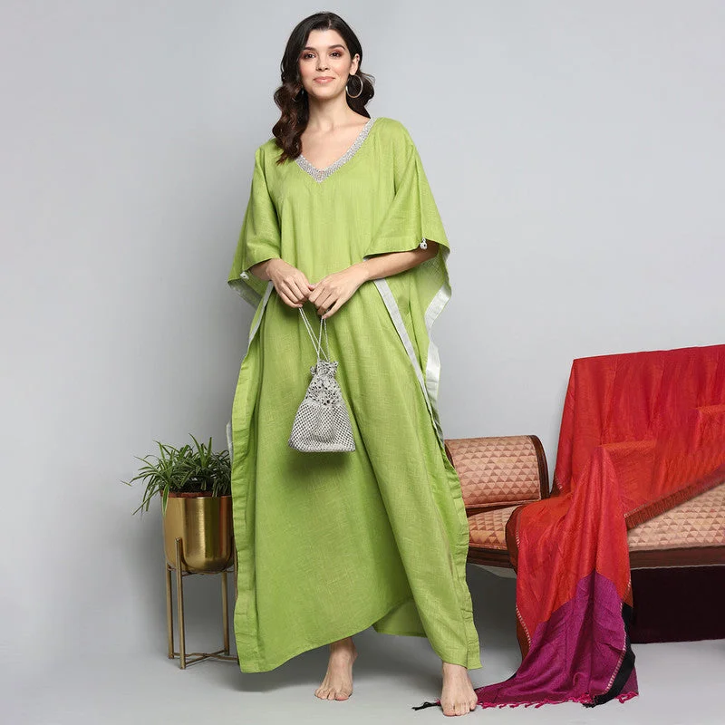 unidraa-cotton-kaftan-gold-zari-neck-tie-up-lime-green-vkl023-151222