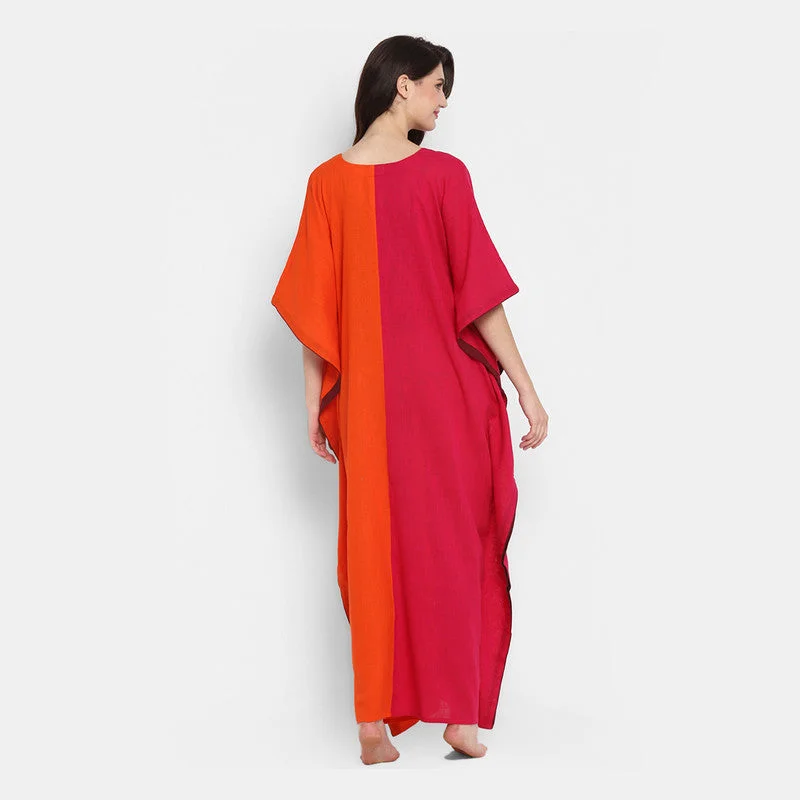 unidraa-cotton-v-neck-kaftan-pink-orange-vks019-19722