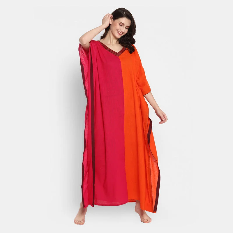 unidraa-cotton-v-neck-kaftan-pink-orange-vks019-19722