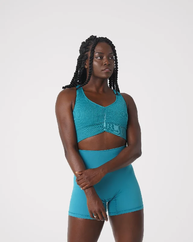 Teal Cinched Seamless Bra