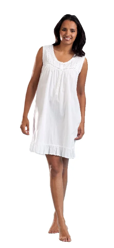 100% Cotton Embroidered Scoop Neck Chemise