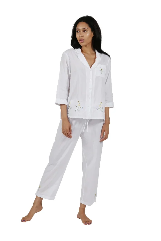 100% Cotton Sunflower Embroidered Pajama Set