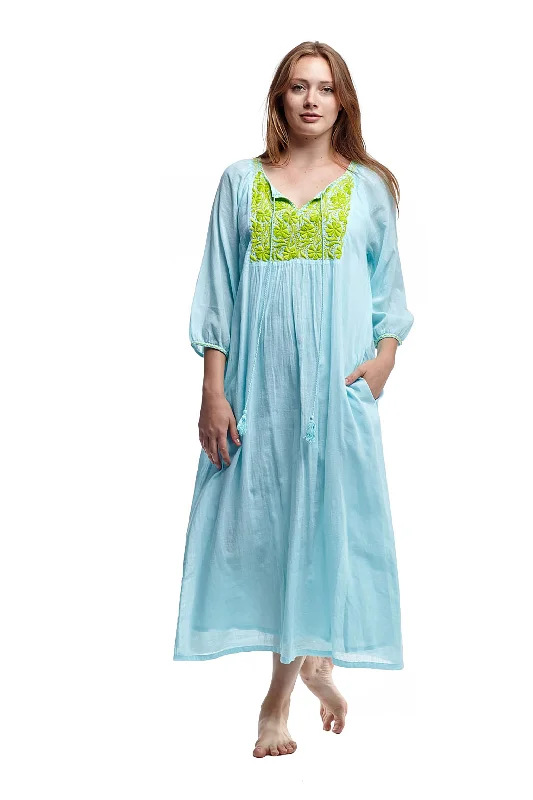 100% Cotton Embroidered Gown With Lining