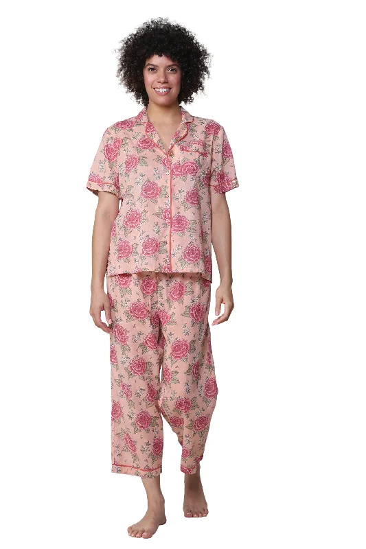 La Cera Short Sleeve Cotton Pajama Set