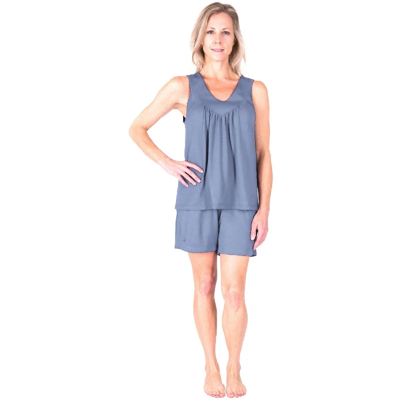 Women's Gathered Tank Drawstring Short Pajama Set