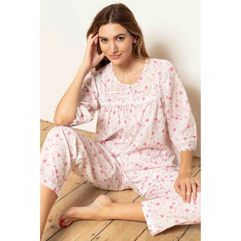 Cottonreal Women's KIM Super Voile Mini Rose Pink Pyjama Set