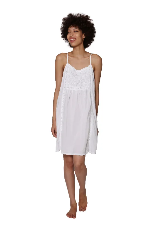 La Cera Embroidered Bib Sleeveless Chemise