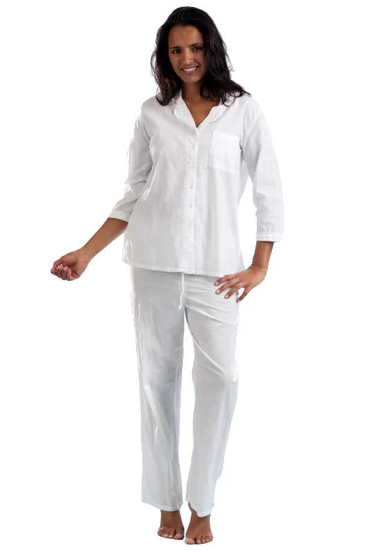 La Cera Long Sleeve Lace Trim Pajama Set