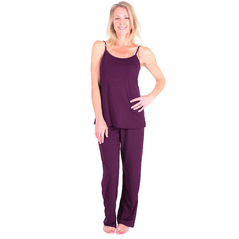 Women's Moisture Wicking Cami Long Drawstring Pant Pajama Set