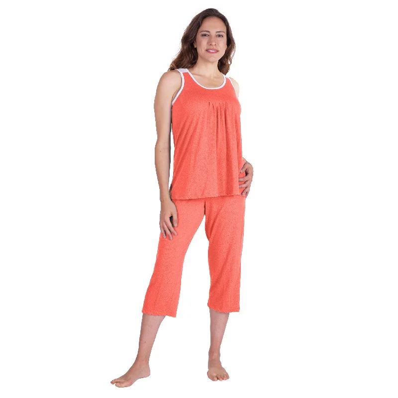 Women's Moisture Wicking Pleated Tank Capri Set