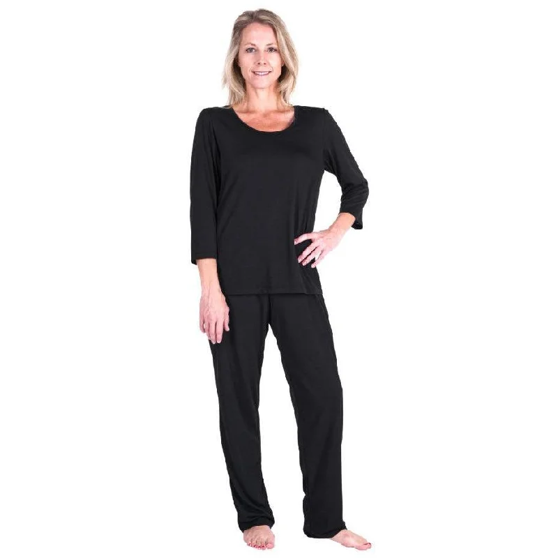 Women's Moisture Wicking Scoop Neck Pajama Set - 3/4 Sleeves