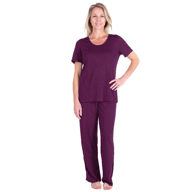 Women's Moisture Wicking Scoop Neck Drawstring Pant Pajama Set