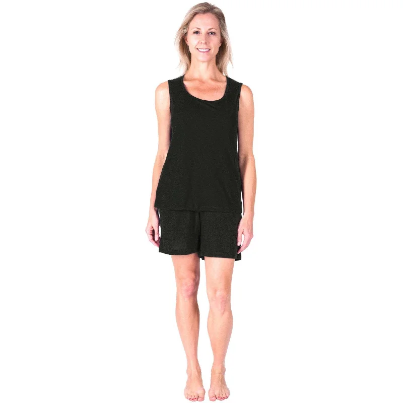 Women's Moisture Wicking Scoop Tank Drawstring Short Pajama Set