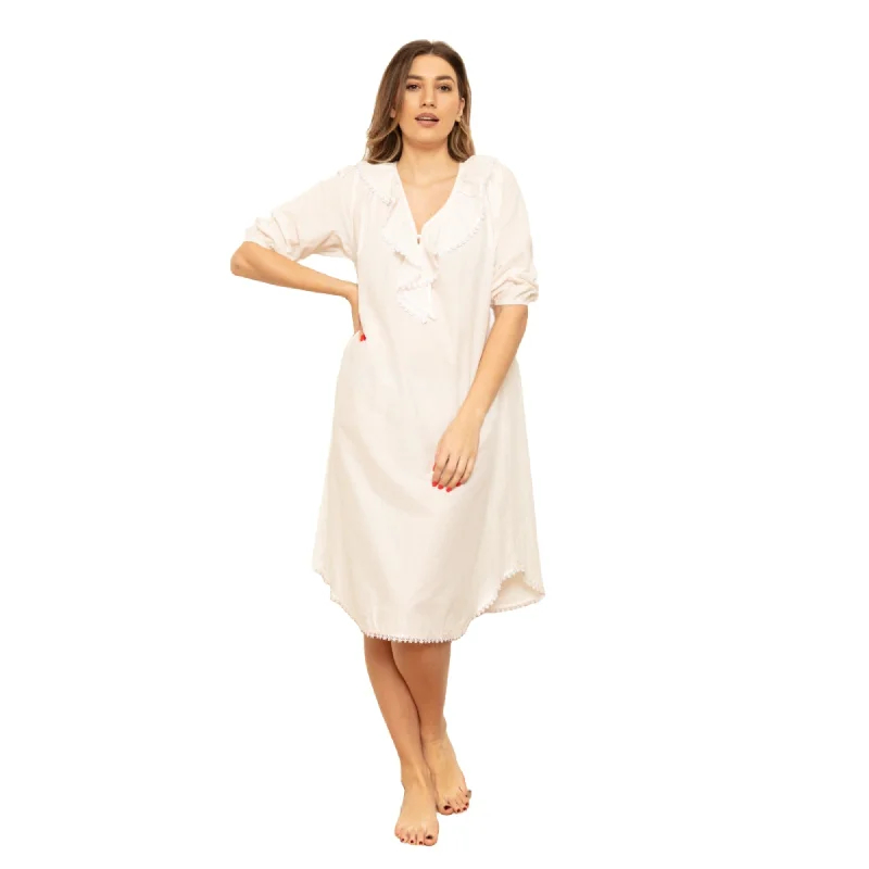 Cottonreal Women's TOBY Deluxe Co Voile Salmon Pink Nightdress