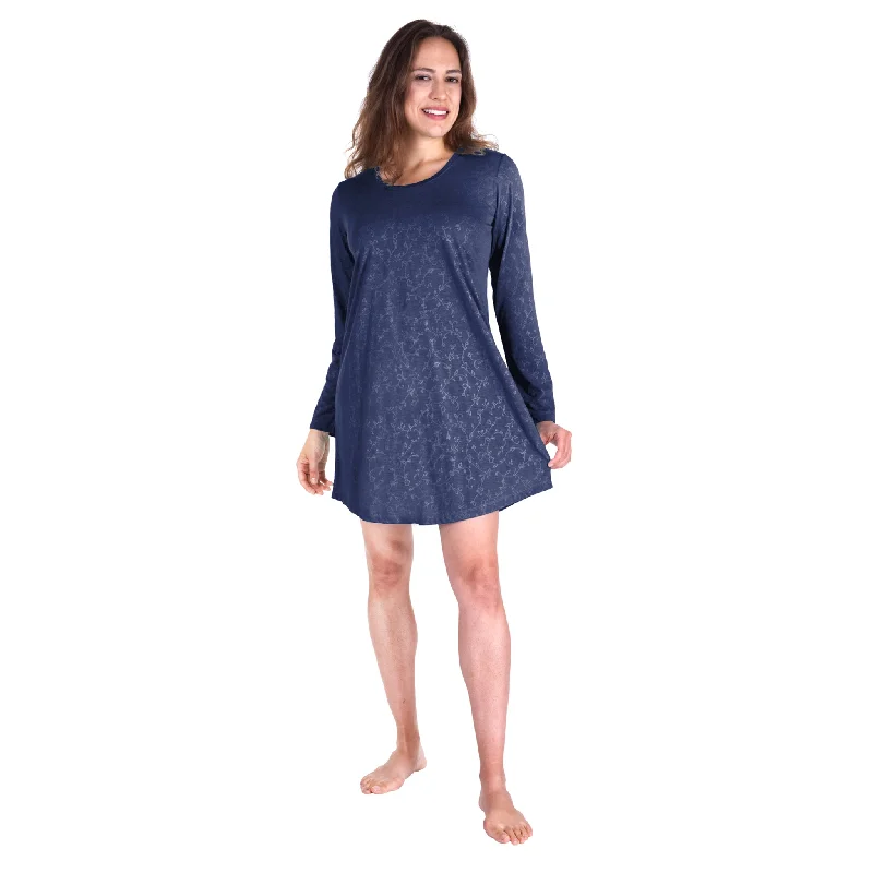 Women's Moisture Wicking Long Sleeve Scoop Neck Nightshirt