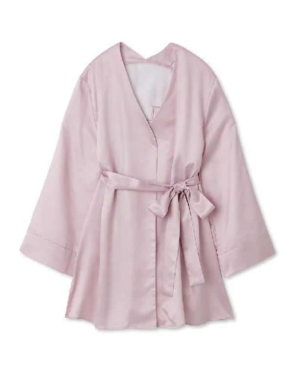 Back Logo Pink Satin Robe