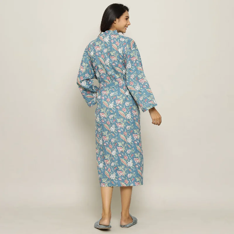 MALIBU FLORAL Cotton printed kimono robe