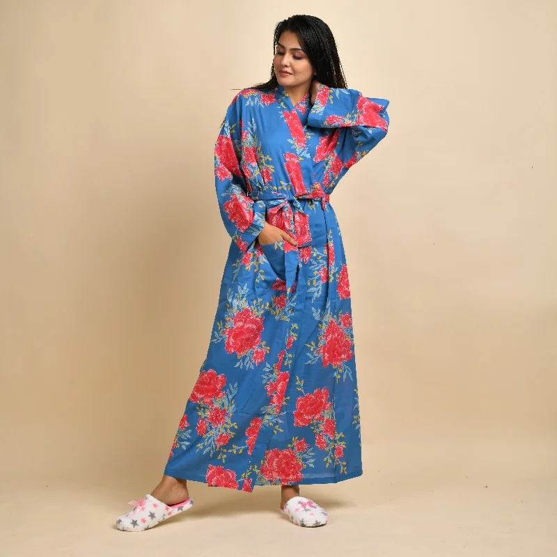 Set of 2 Cotton Hand printed kimono robe