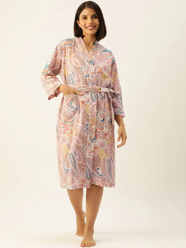 PAISLEY Hand printed Pure Cotton kimono robe