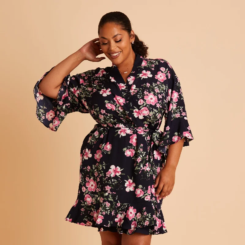 Kenny Floral Ruffle Robe - Midnight Pink Floral