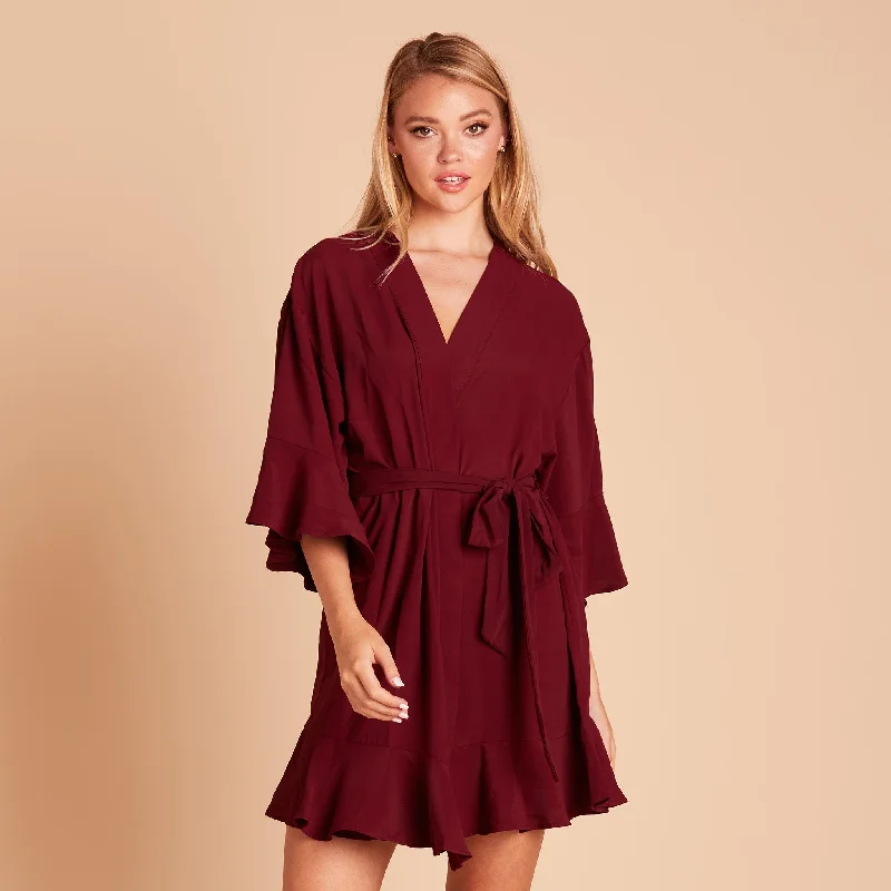 Kenny Ruffle Robe - Cabernet