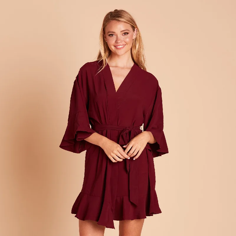 Kenny Ruffle Robe - Cabernet