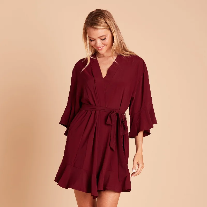 Kenny Ruffle Robe - Cabernet