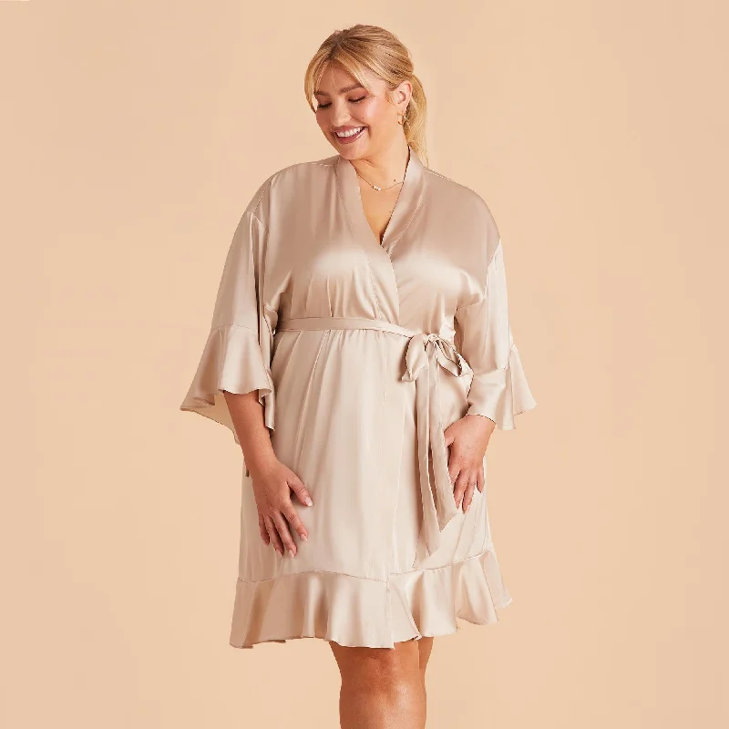 Kenny Ruffle Satin Robe - Champagne