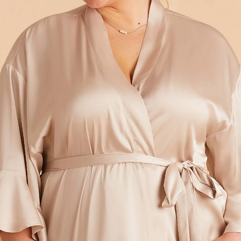 Kenny Ruffle Satin Robe - Champagne