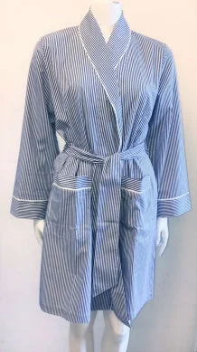 Marelle Alex Long Sleeve Striped Poplin Short Robe