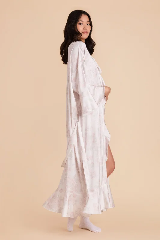 Minnie Ruffle Robe - Dusty Apricot Peonies