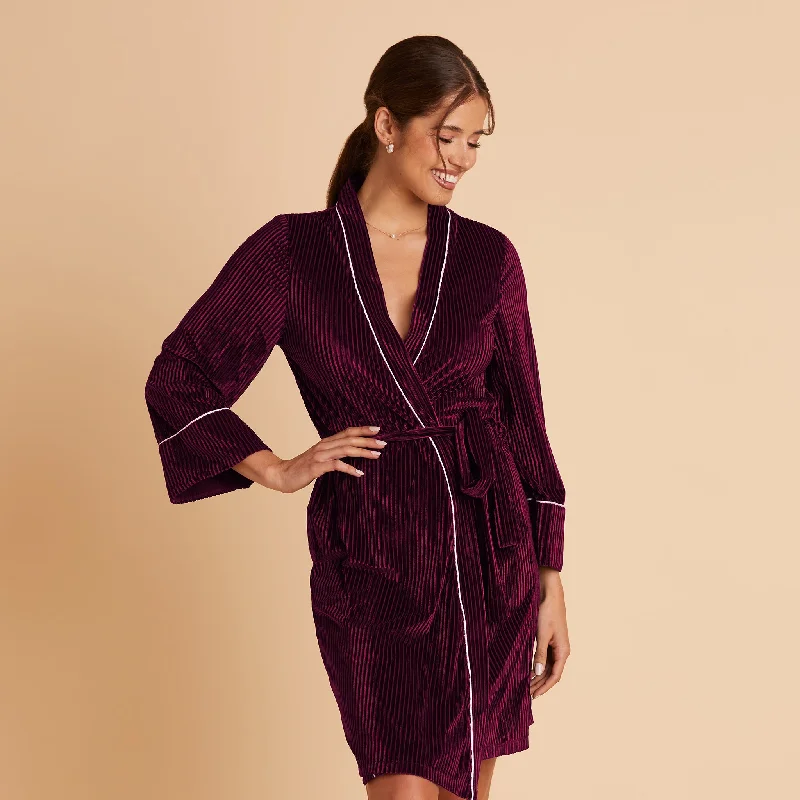 Velvet Ribbed Robe - Cabernet