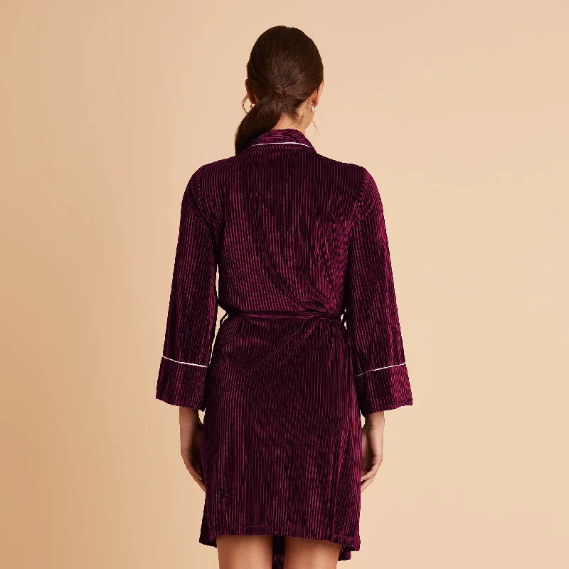 Velvet Ribbed Robe - Cabernet