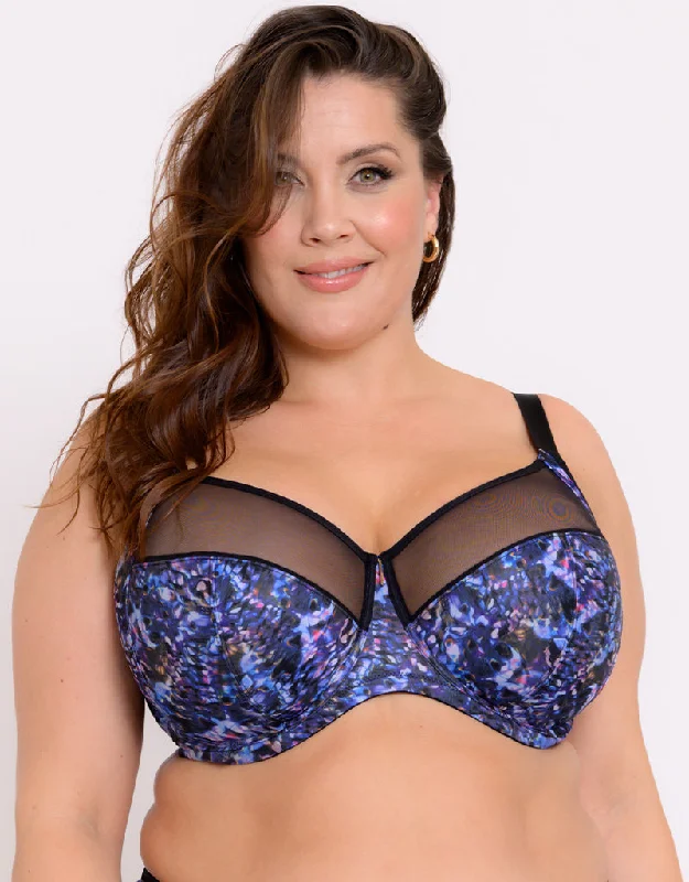 Adella Athena Aura Full Cup Side Support Bra Black/Blue Print