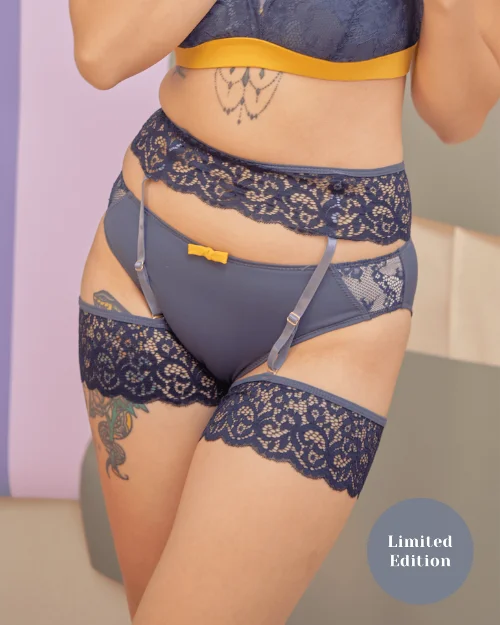 adventure lace navy panelled panty