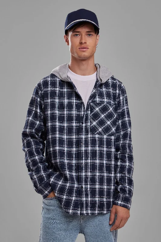 Chemise à carreaux à capuchon en flanelle - Homme