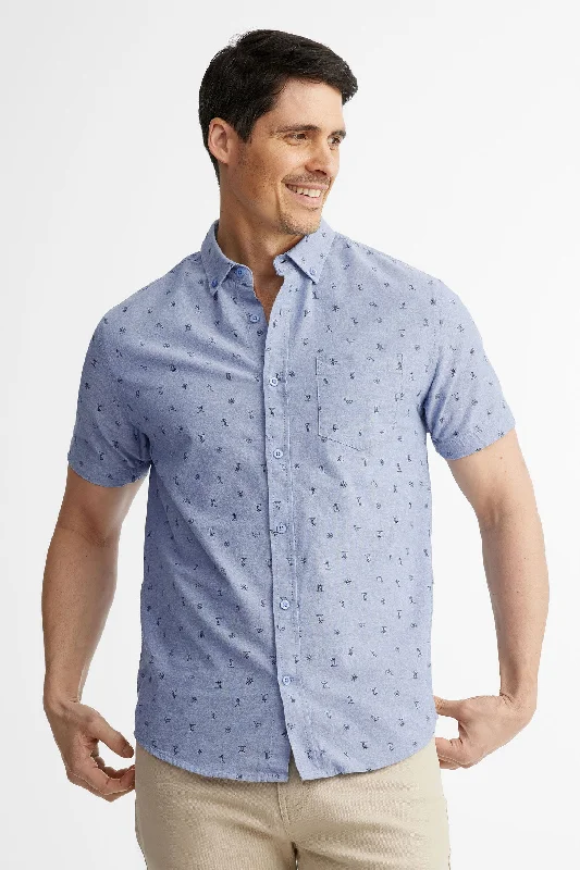 Chemise manches courtes à poche en coton - Homme