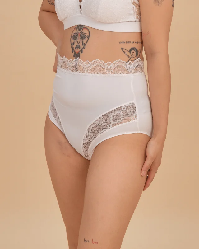 dove high waist panelled lace panty