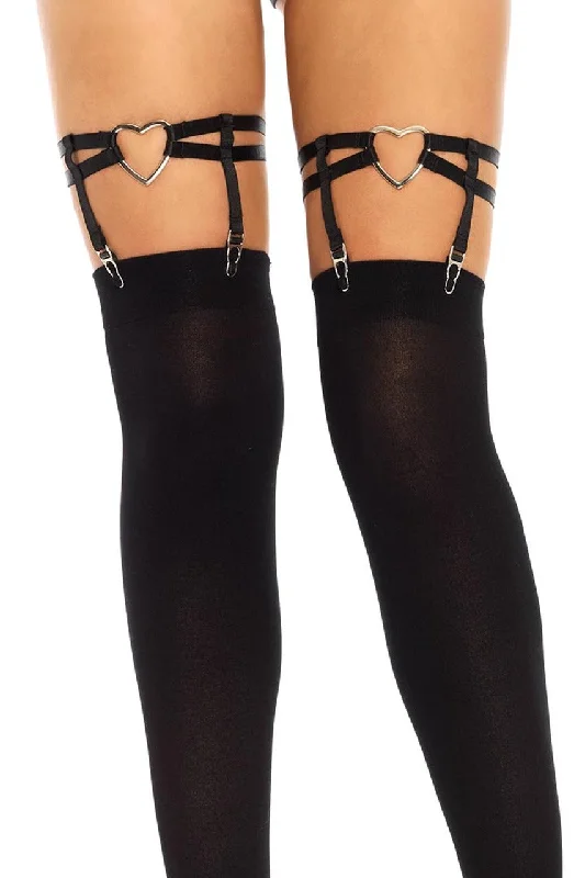 Dual Strap &amp; Metal Hearts Thigh High Leg Harnesses